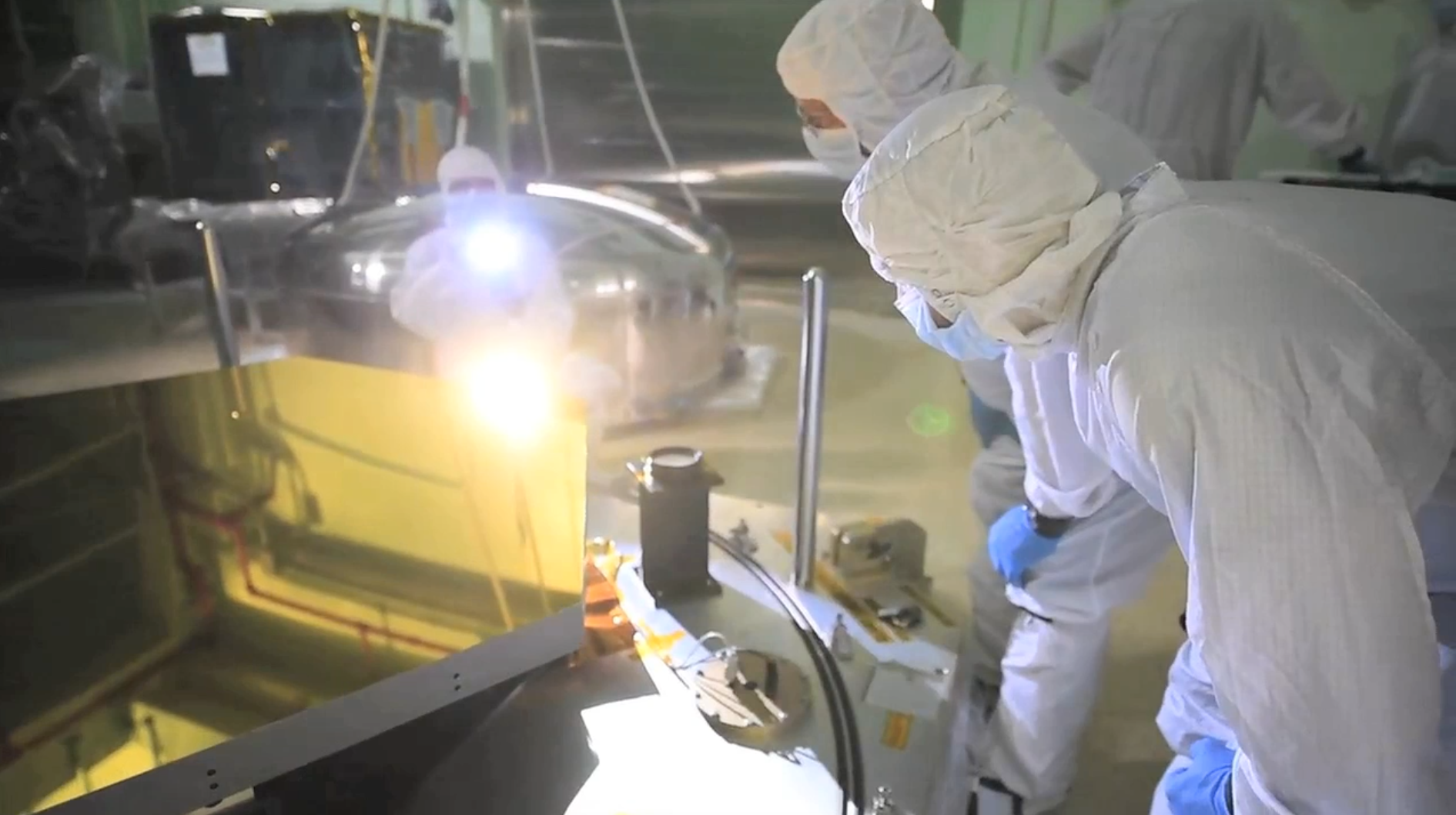 Engineers move James Webb Space Telescope flight mirrors for testing at NASA Goddard Space Flight Center's Calibration, Integration and Alignment Facility (CIAF).