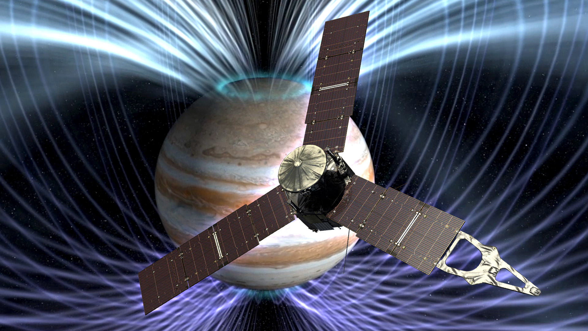 NASA is sending the Juno spacecraft to peer beneath the cloudy surface of Jupiter. Juno's twin magnetometers, built at Goddard Space Flight Center, will give scientists their first look at the dynamo that drives Jupiter's vast magnetic field. Watch this video on the NASA Goddard YouTube channel.Complete transcript available.