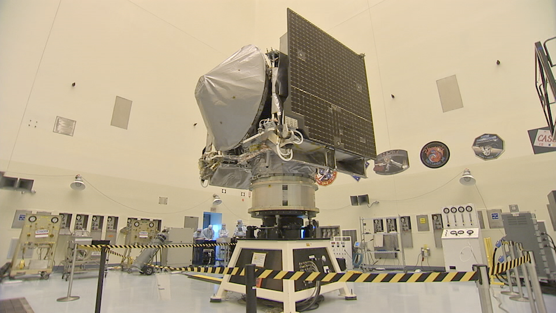 B-roll of OSIRIS-REx arriving at the Kennedy Space Center in May 2016, leading to a spin test and balance test.