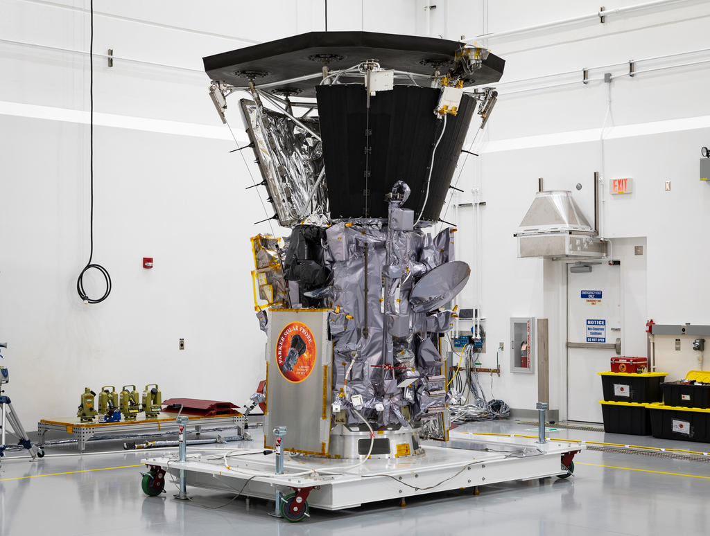  Still ImageParker Solar Probe sits in a clean room on July 6, 2018, at Astrotech Space Operations in Titusville, Florida, after the installation of its heat shield.Credit: NASA/Johns Hopkins APL/Ed Whitman
