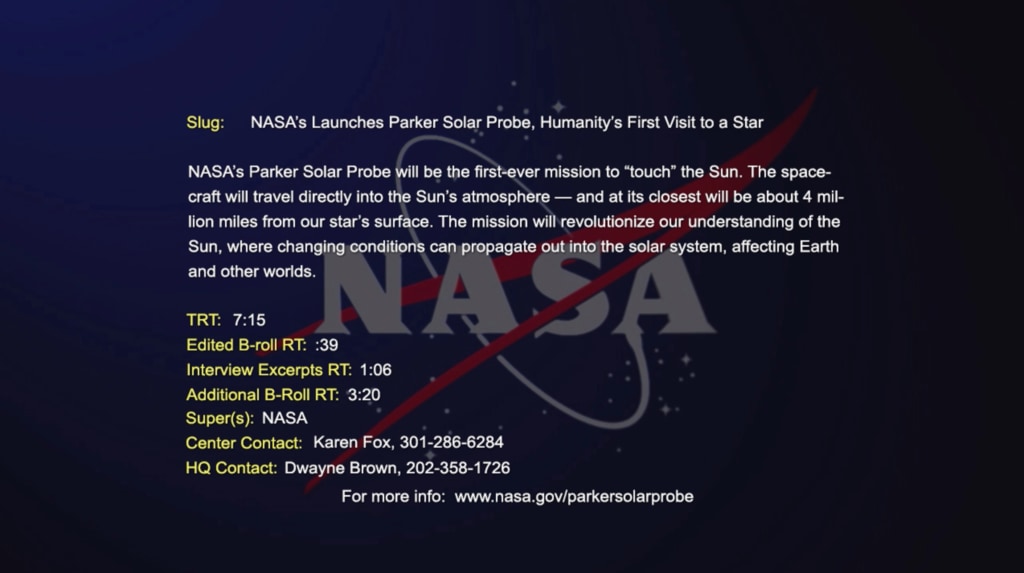 Parker Solar Probe pre-Launch video file