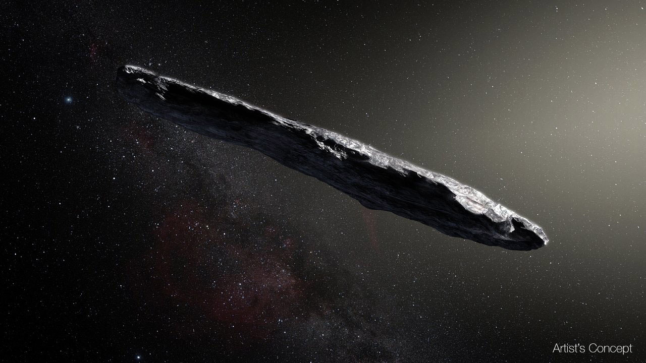 The first interstellar object ‘Oumuamua passes through our solar system.