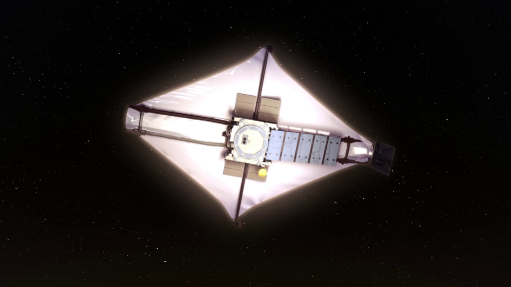 Animation of the Webb Telescope's hot, sun-facing side and cold, shadow side