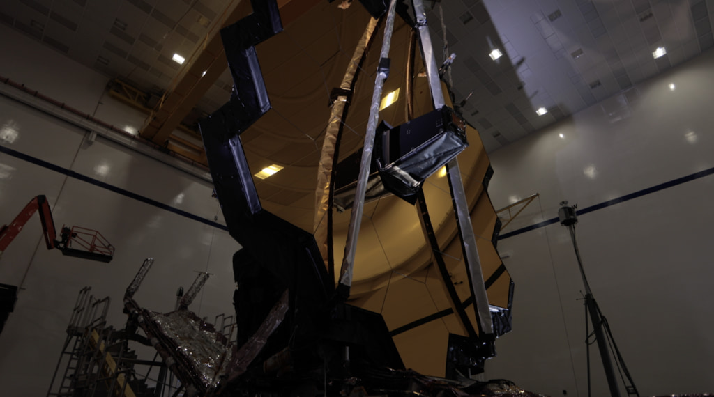 Part 1 of the beauty shots of the James Webb Space Telescope after engineers deployed both - and + J2 wing at Northrop Grumman in Redondo Beach, CA.  