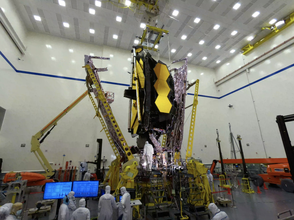 Time-lapse camera 1 of engineers stowing the James Webb Space Telescope's DTA at Northrop Grumman in Redondo Beach, CA.  
