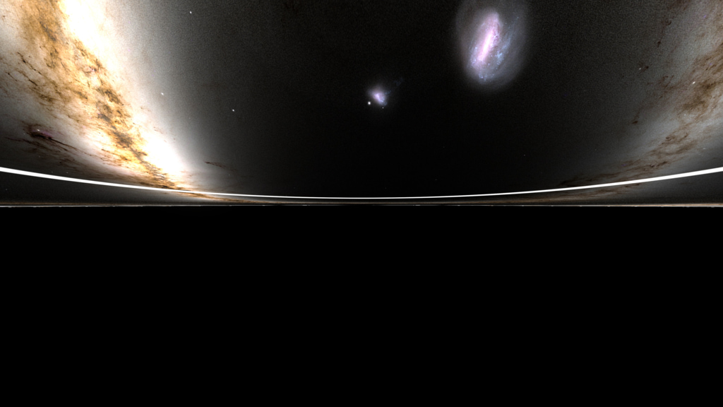This detail shows a view 10 degrees across — about the width of a fist at arm’s length — in the direction of travel at 99.2% the speed of light (665 million mph, 1.07 billion kph) relative to the background stars. Much of the sky fits within this small view. The camera is 7 million miles (12 million kilometers below the event horizon.Credit: NASA's Goddard Space Flight Center/J. Schnittman and B. Powell