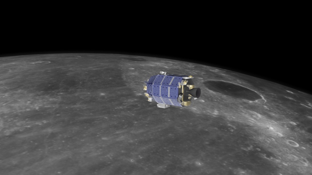 LADEE over the lunar surface with LLCD instrument