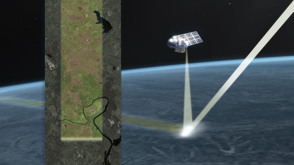 Data collection of the OLI-2 instrument aboard Landsat 9. OLI-2 will have a 98-foot (30-meter) spatial resolution across most of its spectral bands, meaning each pixel represents an area about the size of a baseball infield. Altogether, the sensors cover a swath 115 miles (185 kilometers) wide. This combination of a wide swath and moderate resolution allows OLI-2 to cover large areas, while still providing fine enough resolution to distinguish individual agricultural fields, forest plots or housing developments—important information for urban planners, land resource managers and commodity analysts.Light from the sun reflects off Earth's surface and into OLI-2's telescope. In the example in this animation, OLI-2 is colecting data south of Fort Worth, Texas, on July 17, 2020.