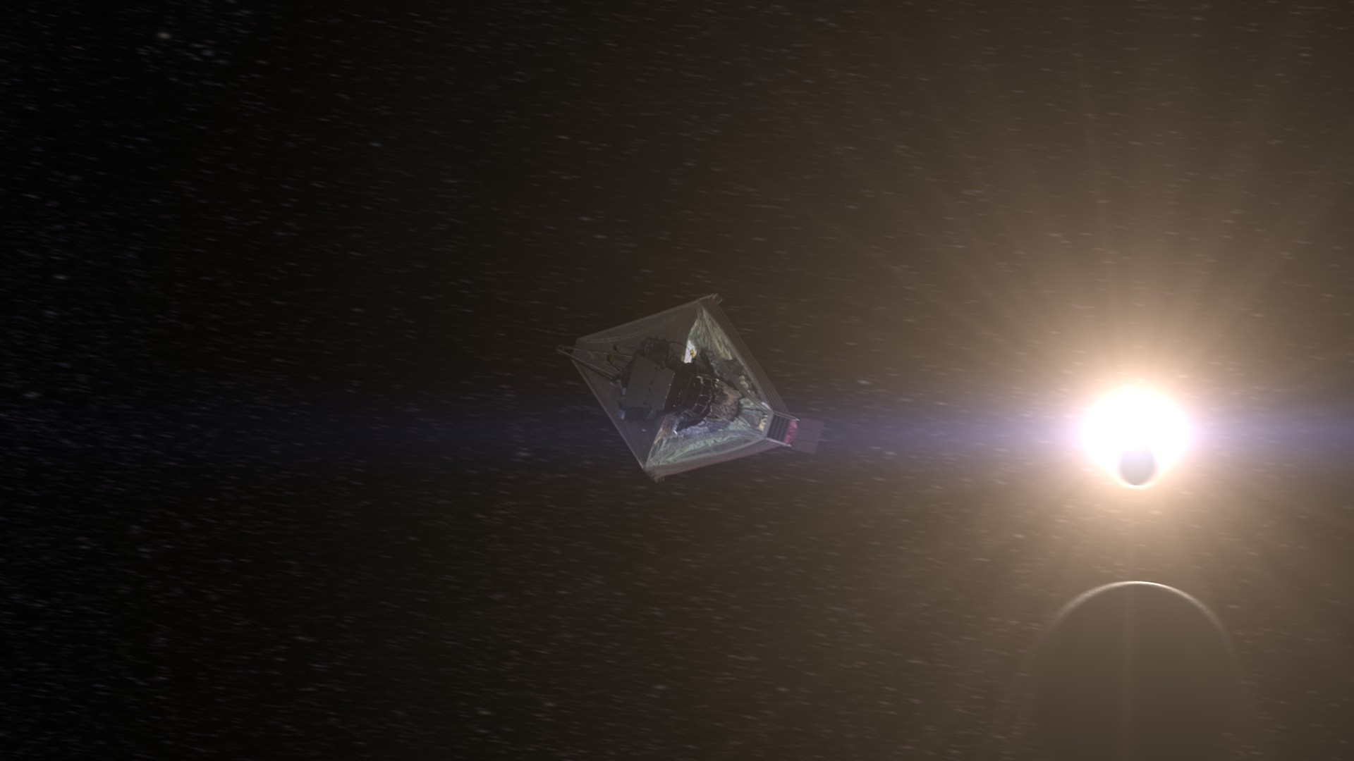 A flyby of the James Webb Space Telescope at the second LaGrange point