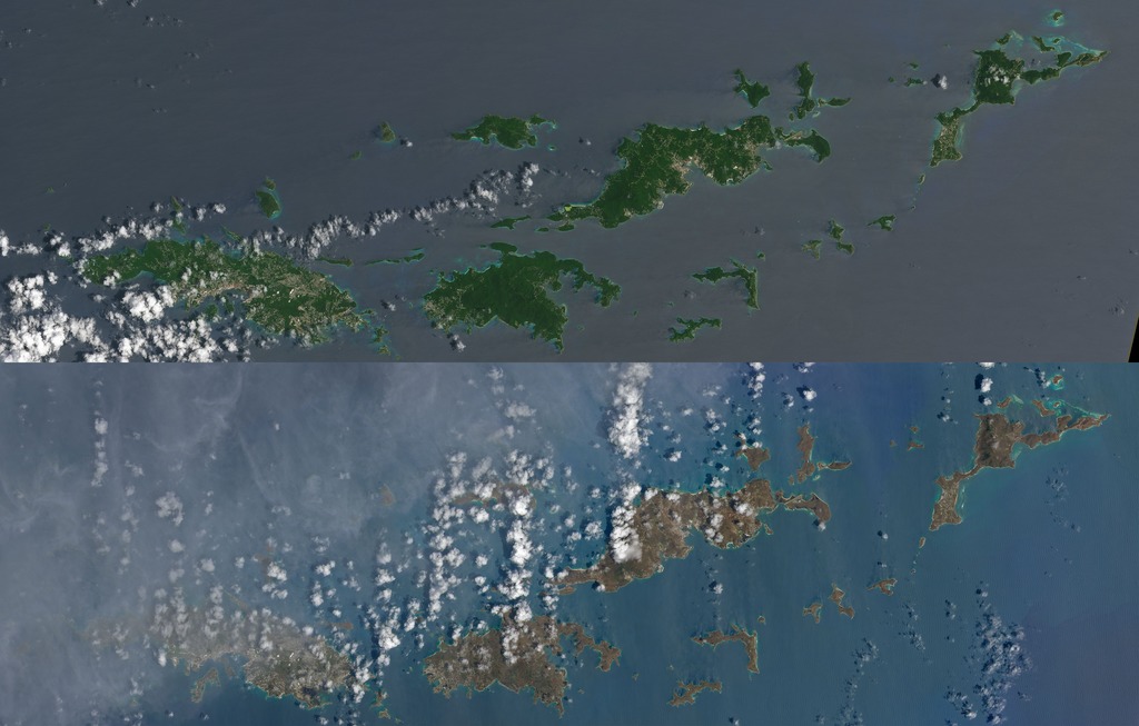 The U.S. Virgin Islands before and after Hurricane Irma