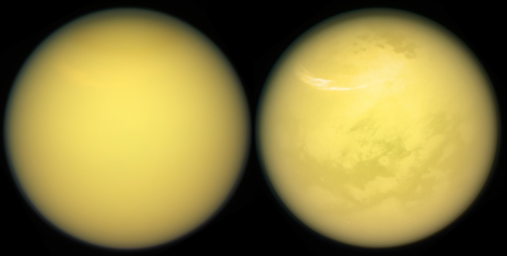 Two views of Saturn's moon Titan