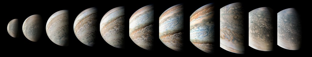 sequence of Juno images across Jupiter
