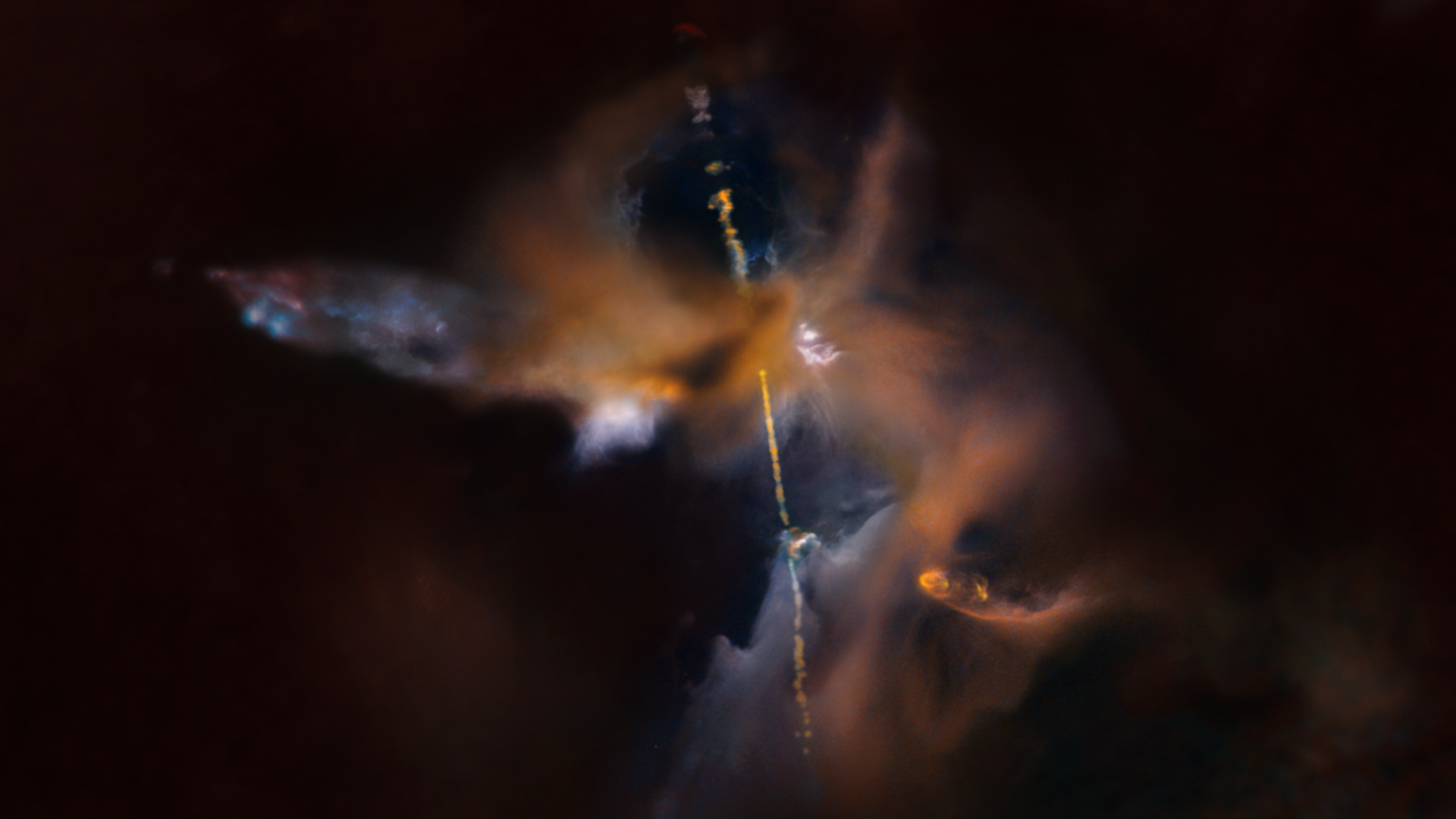 This visualization combines a two-dimensional zoom and a three-dimensional flight to showcase the resemblance to a double-bladed lightsaber seen in the Hubble Space Telescope's striking image of the Herbig-Haro object known as HH24.