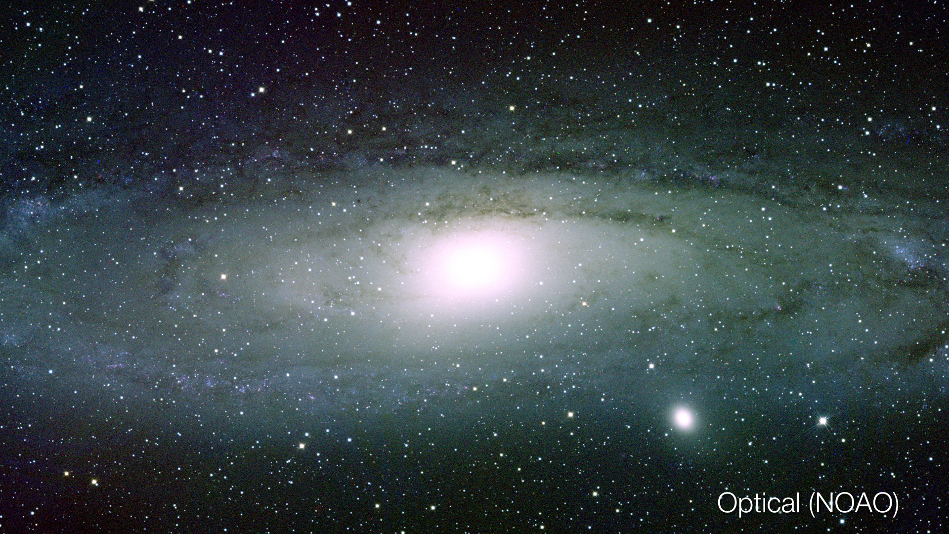 NOAO optical image of AndromedaOptical: This is the classic visible view of the Andromeda Galaxy