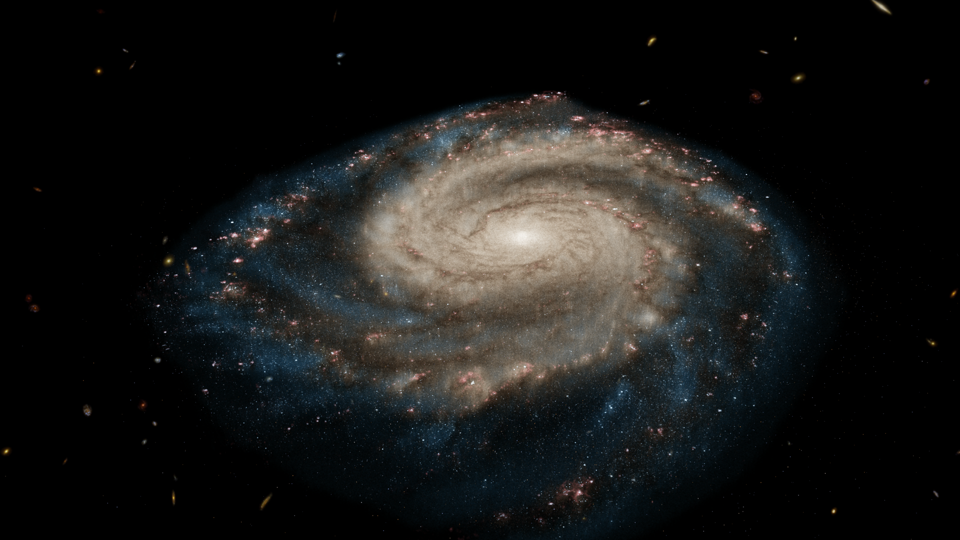This flight across the Whirlpool Galaxy is visualized using observations from the Hubble Space Telescope.
