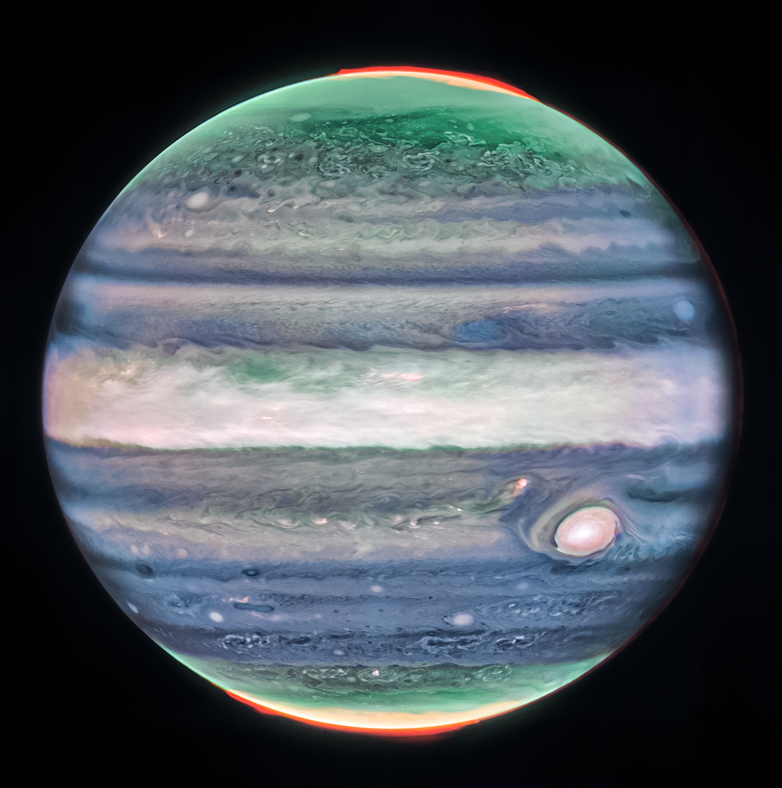 This image of Jupiter from NASA’s James Webb Space Telescope’s NIRCam (Near-Infrared Camera) shows stunning details of the majestic planet in infrared light. Credits: NASA, ESA, CSA, STScI, Ricardo Hueso (UPV), Imke de Pater (UC Berkeley), Thierry Fouchet (Observatory of Paris), Leigh Fletcher (University of Leicester), Michael H. Wong (UC Berkeley), Joseph DePasquale (STScI)